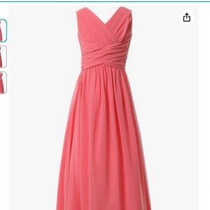 Happy Rose NWT Junior Girls Long Chiffon Coral Party Dress Size 16
